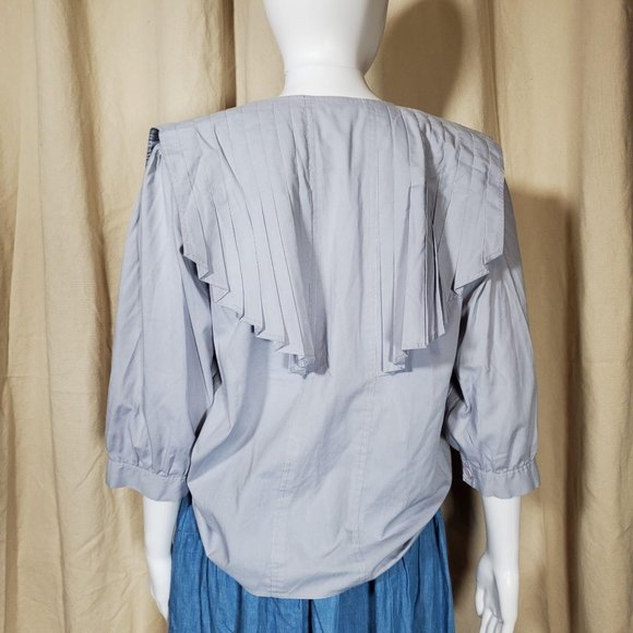 vintage 70s pleated  victorian style blouse - Picture 6 of 10
